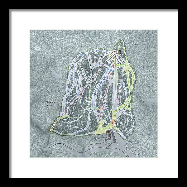 Showdown Ski Trail Map - Framed Print - Powderaddicts