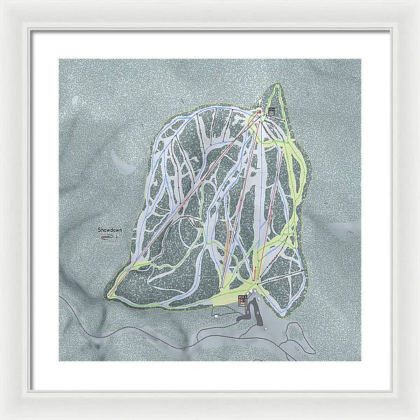 Showdown Ski Trail Map - Framed Print - Powderaddicts