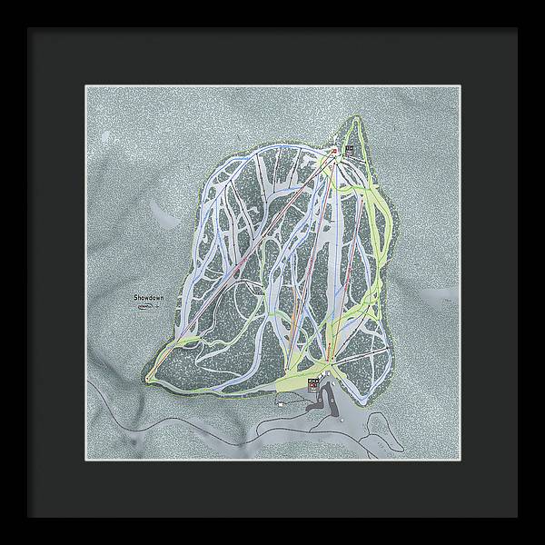 Showdown Ski Trail Map - Framed Print - Powderaddicts