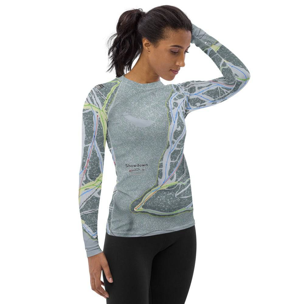 Showdown, Montana Ski Trail Map Women's Base Layer Top - Powderaddicts