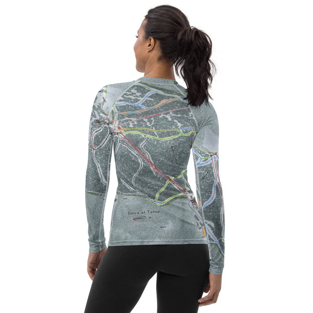 SIerra at Tahoe, California Ski Trail Map Women's Base Layer Top - Powderaddicts