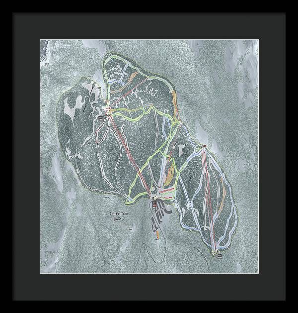 Sierra At Tahoe Ski Trail Map - Framed Print - Powderaddicts