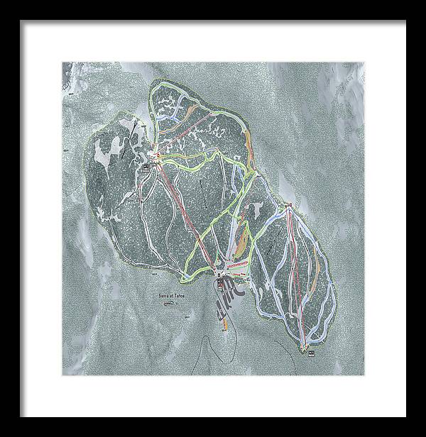 Sierra At Tahoe Ski Trail Map - Framed Print - Powderaddicts