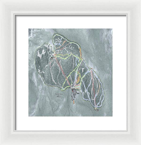 Sierra At Tahoe Ski Trail Map - Framed Print - Powderaddicts