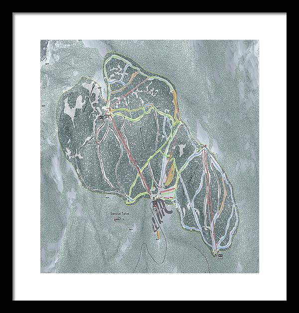 Sierra At Tahoe Ski Trail Map - Framed Print - Powderaddicts