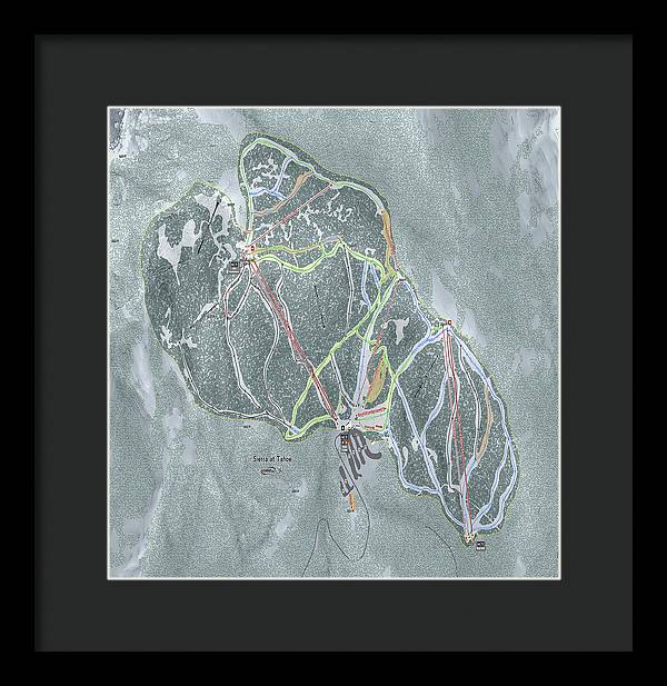 Sierra At Tahoe Ski Trail Map - Framed Print - Powderaddicts