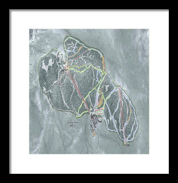 Sierra At Tahoe Ski Trail Map - Framed Print - Powderaddicts