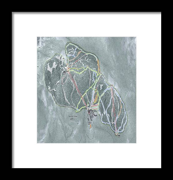 Sierra At Tahoe Ski Trail Map - Framed Print - Powderaddicts