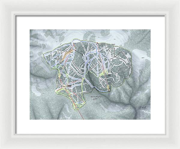 Silver Mountain Ski Trail Map - Framed Print - Powderaddicts