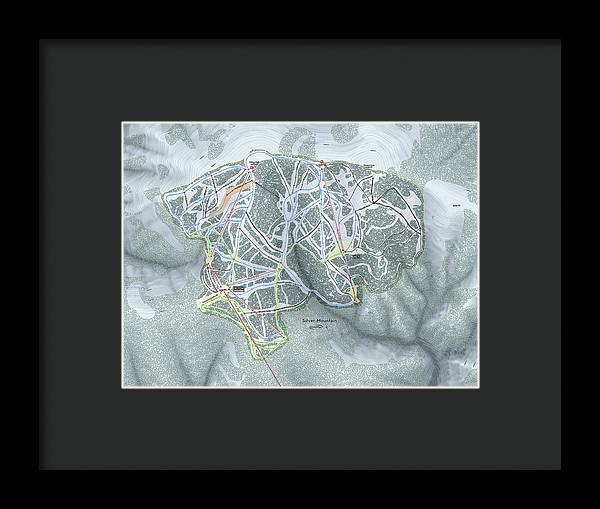 Silver Mountain Ski Trail Map - Framed Print - Powderaddicts