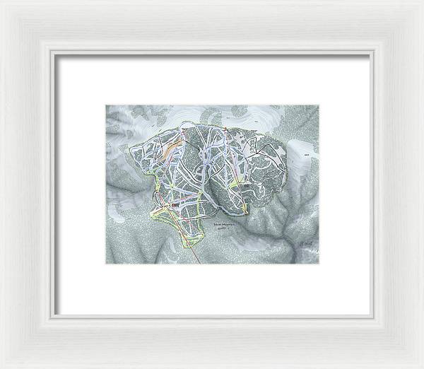 Silver Mountain Ski Trail Map - Framed Print - Powderaddicts