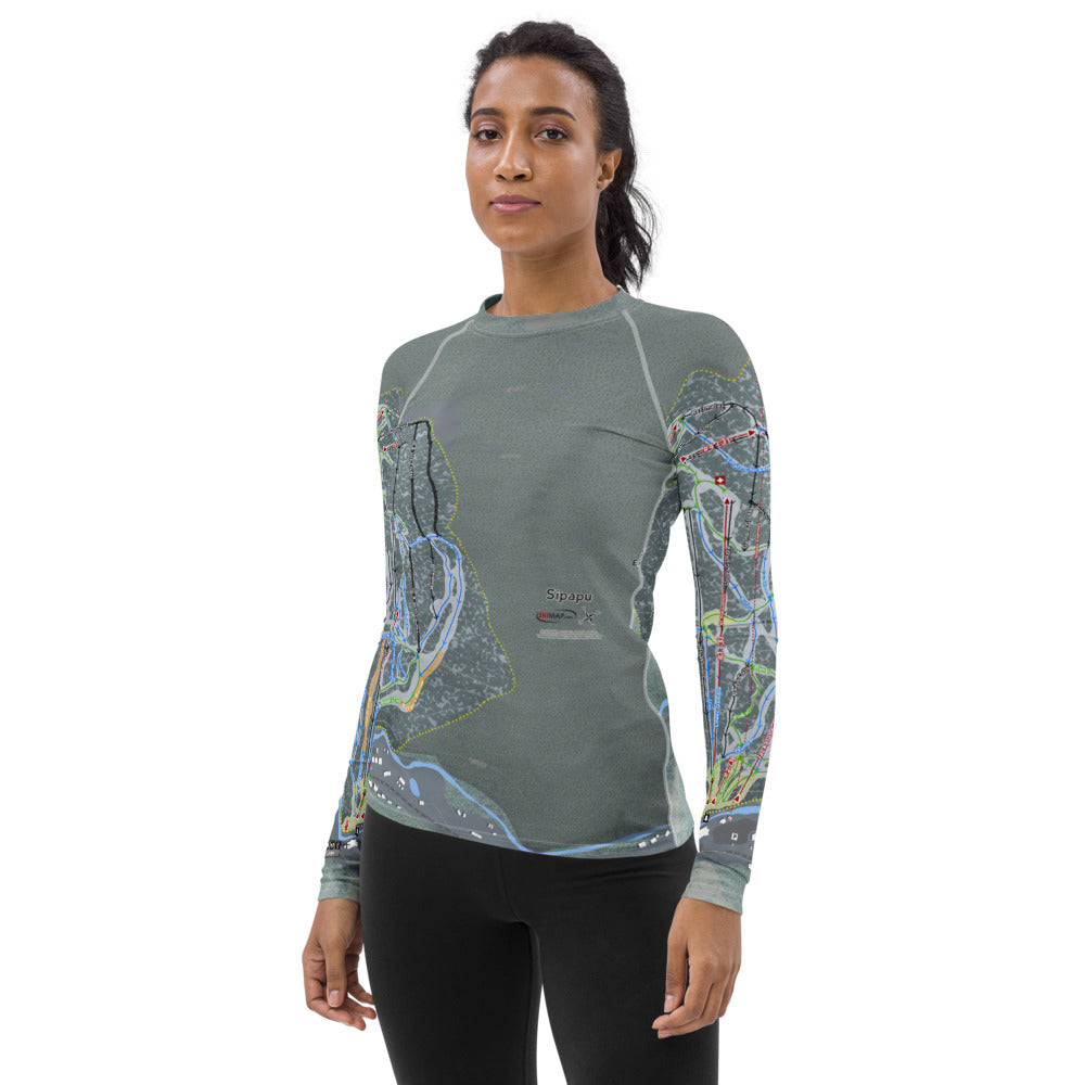 Sipapu, New Mexico Ski Trail Map Women's Base Layer Top - Powderaddicts