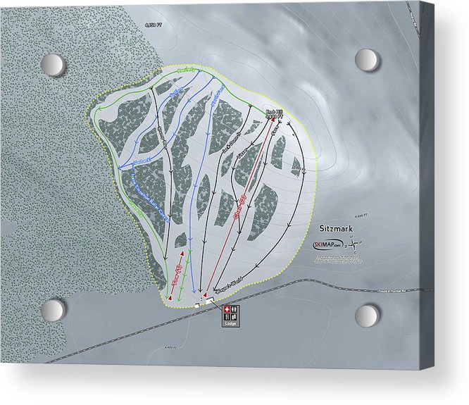 Sitzmark Ski Trail Map - Acrylic Print - Powderaddicts