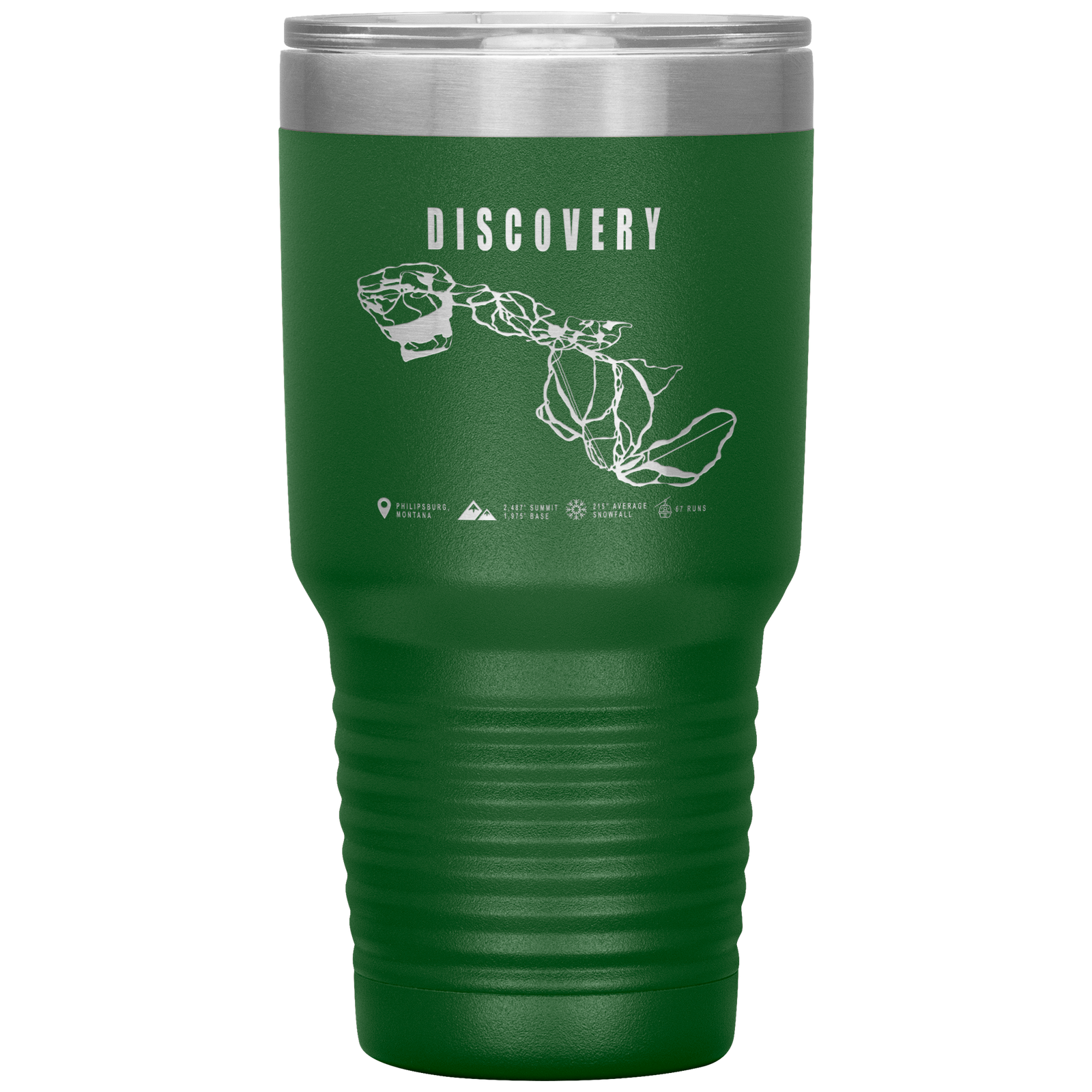 Discovery Montana Ski Trail Map 30oz Tumbler - Powderaddicts