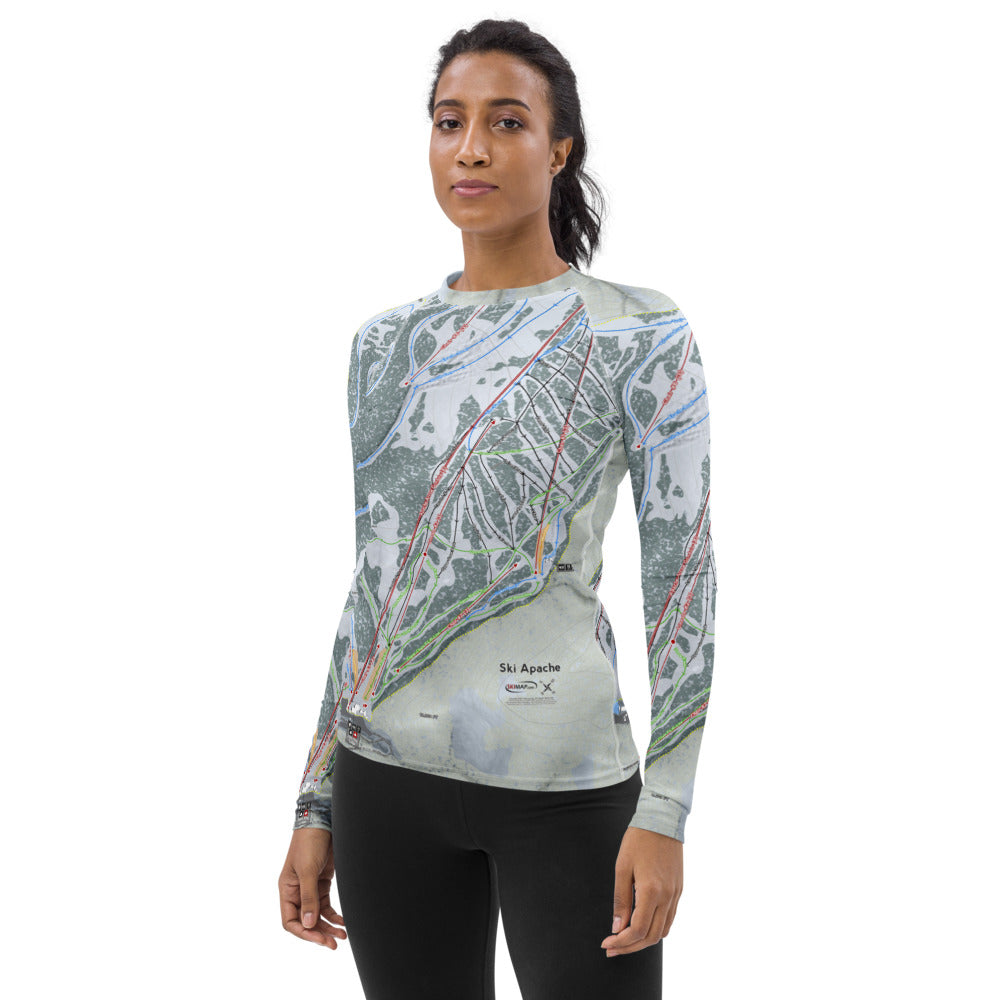 Ski Apache, New Mexico Ski Trail Map Women's Base Layer Top - Powderaddicts