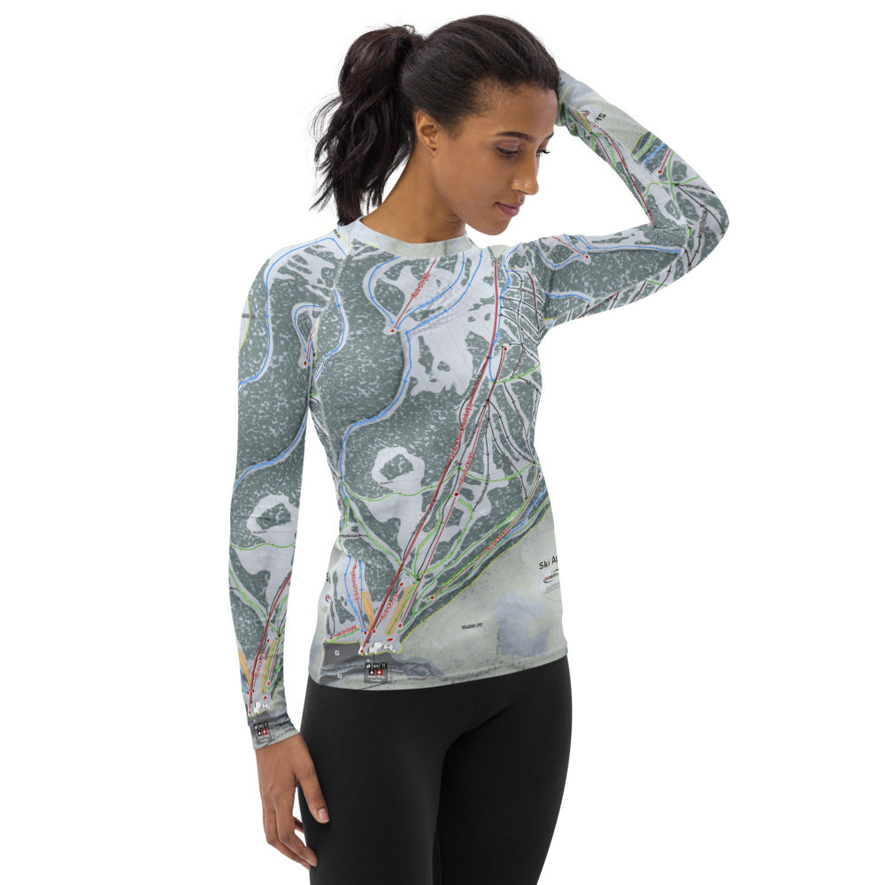 Ski Apache, New Mexico Ski Trail Map Women's Base Layer Top - Powderaddicts