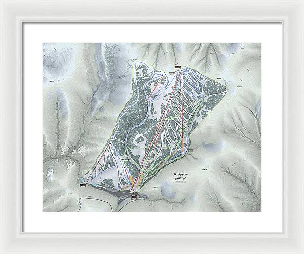 Ski Apache Ski Trail Map - Framed Print - Powderaddicts
