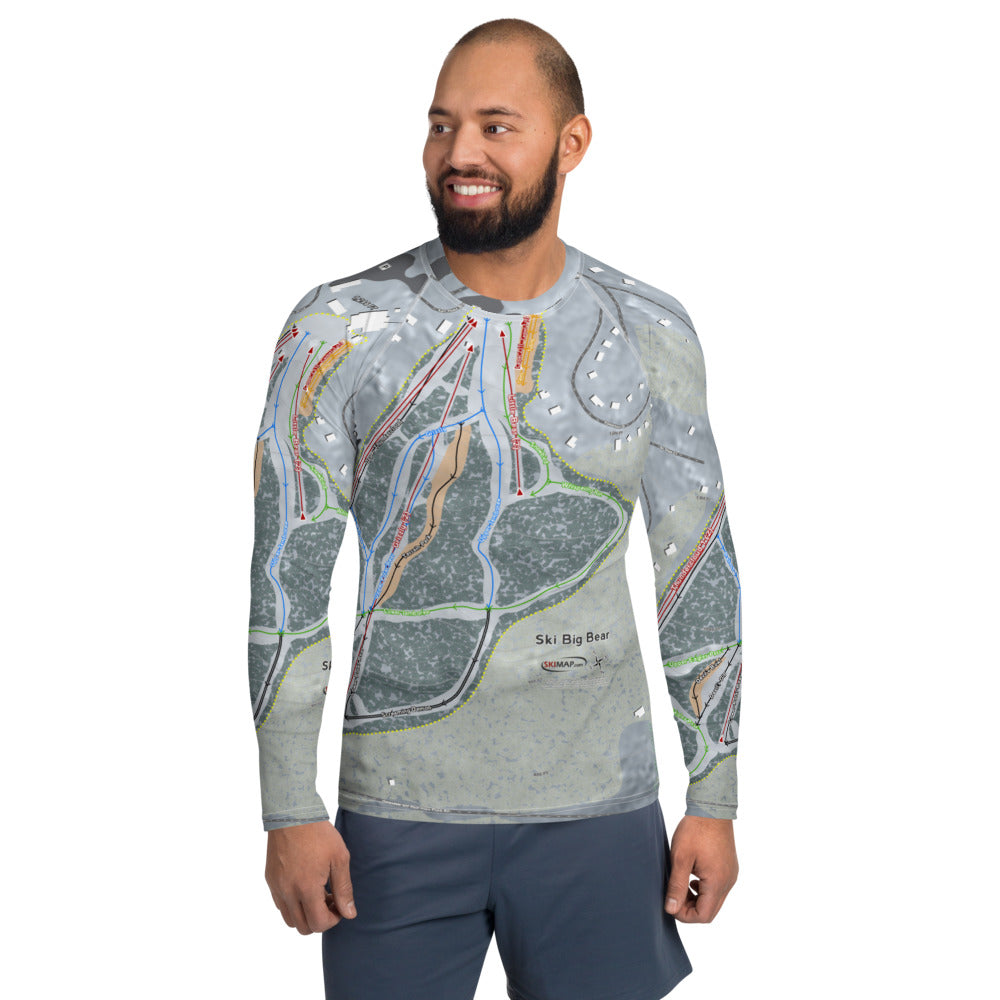 Ski Big Bear, Pennsylvania Ski Trail Map Men's Base Layer Top - Powderaddicts