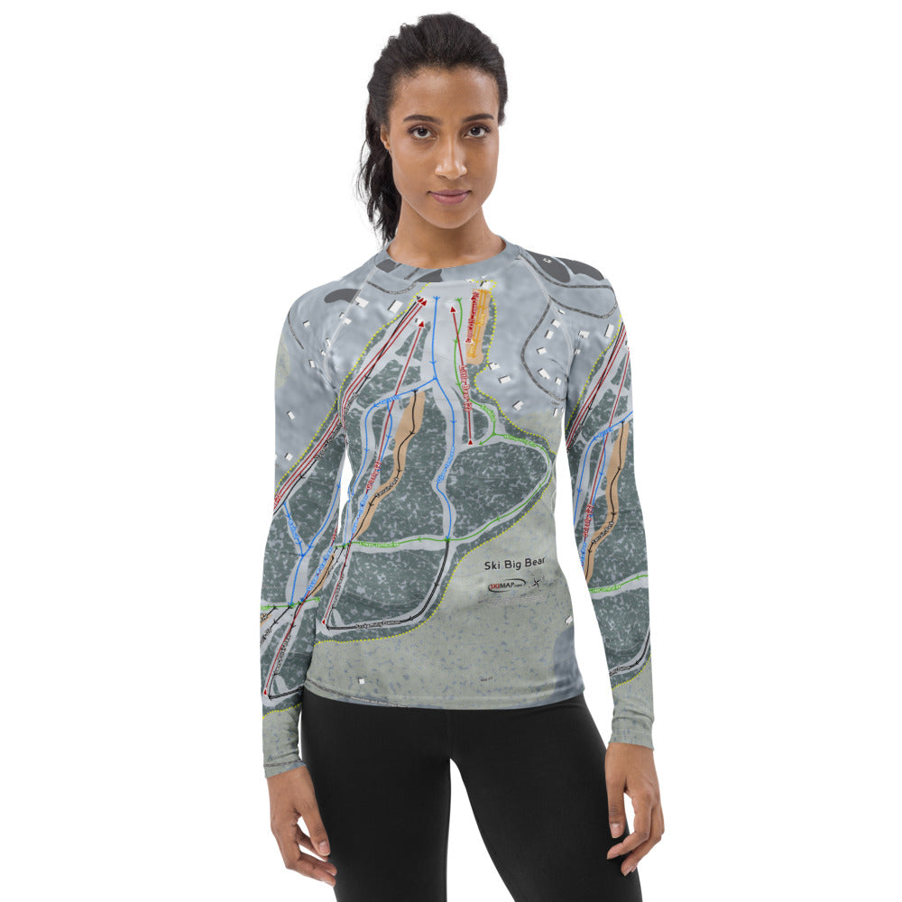 Ski Big Bear, Pennsylvania Ski Trail Map Women's Base Layer Top - Powderaddicts