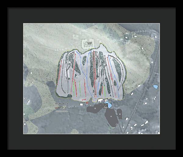 Ski Bradford Ski Trail Map - Framed Print - Powderaddicts