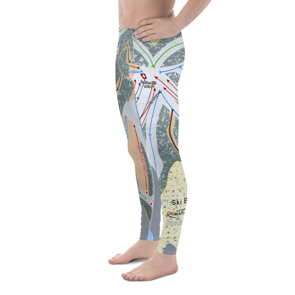 Ski Brule, Michigan Ski Trail Map Men's Base Layer Bottom - Powderaddicts