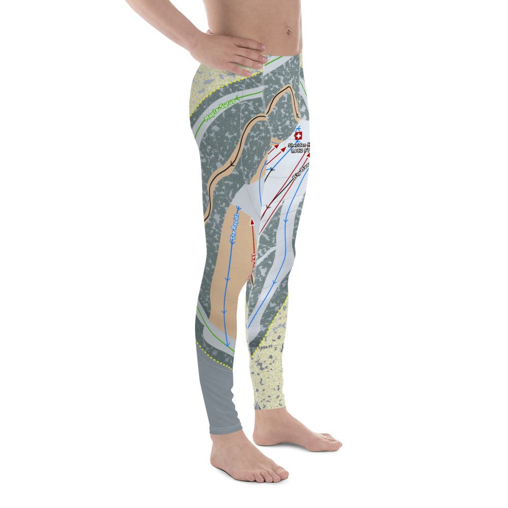 Ski Brule, Michigan Ski Trail Map Men's Base Layer Bottom - Powderaddicts