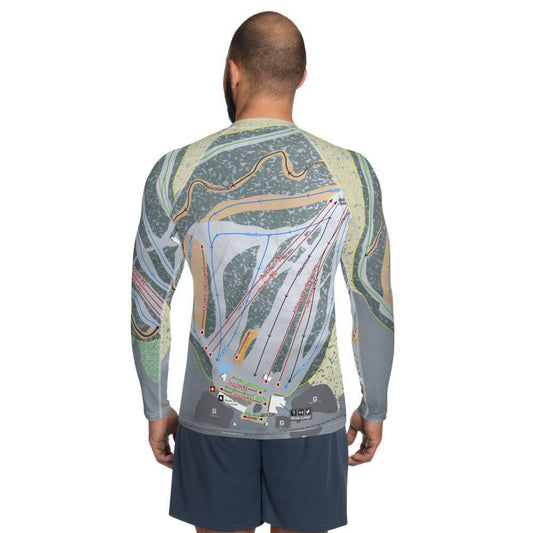 Ski Brule, Michigan Ski Trail Map Men's Base Layer Top - Powderaddicts