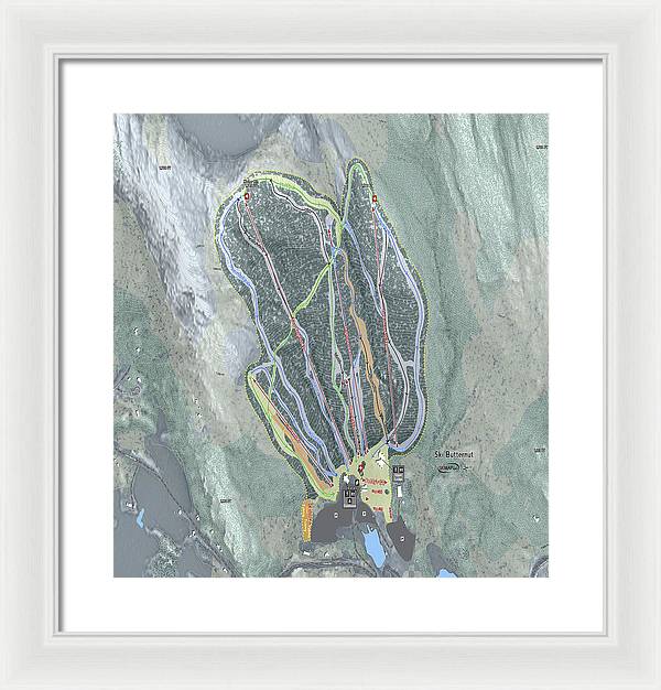 Ski Butternut Ski Trail Map - Framed Print - Powderaddicts
