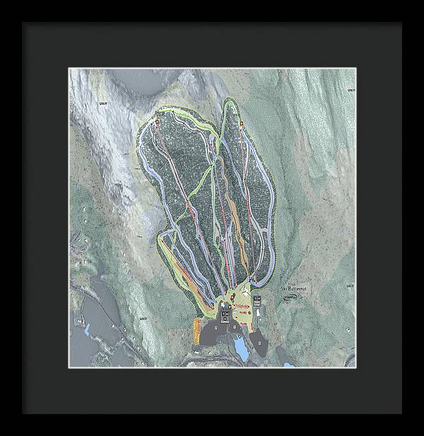 Ski Butternut Ski Trail Map - Framed Print - Powderaddicts