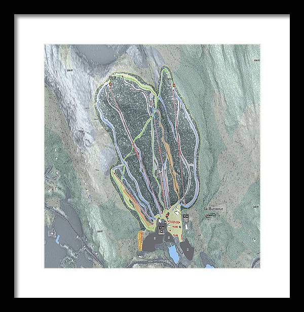 Ski Butternut Ski Trail Map - Framed Print - Powderaddicts