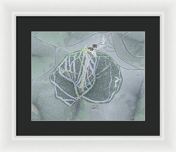 Ski Land Ski Trail Map - Framed Print - Powderaddicts