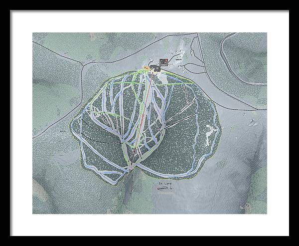 Ski Land Ski Trail Map - Framed Print - Powderaddicts