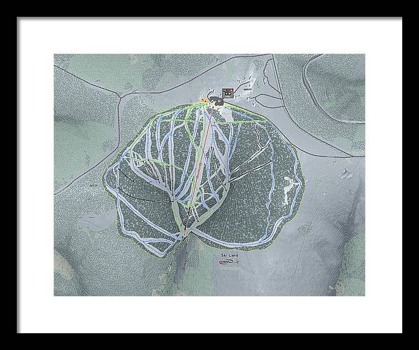 Ski Land Ski Trail Map - Framed Print - Powderaddicts