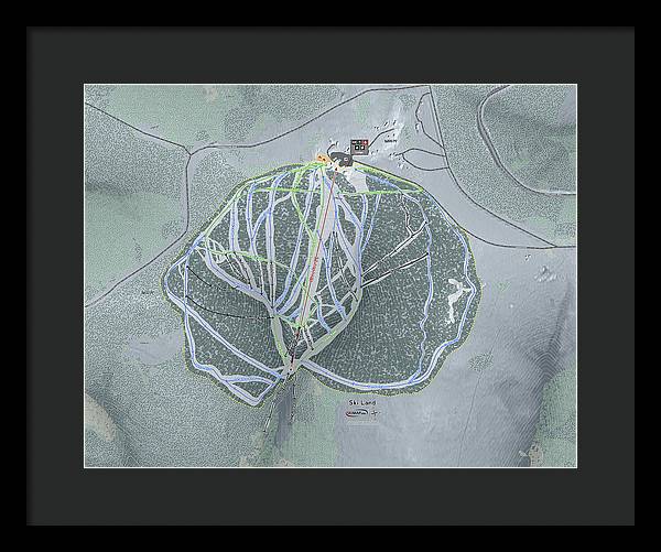 Ski Land Ski Trail Map - Framed Print - Powderaddicts