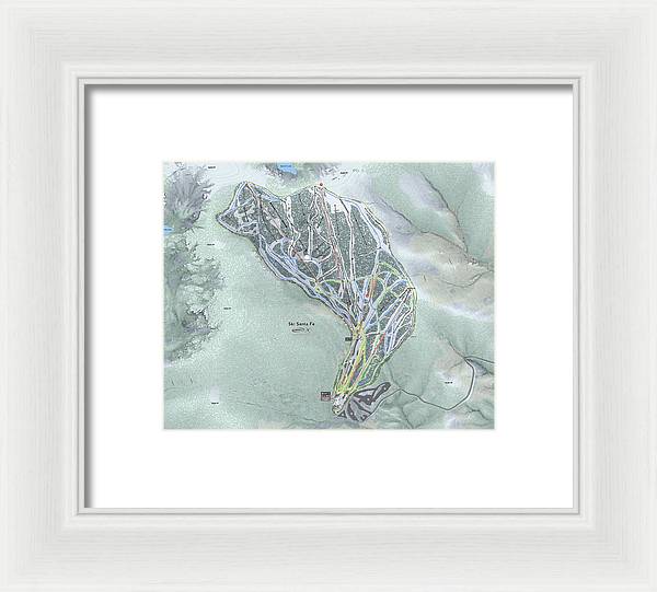 Ski Santa Fe Ski Trail Map - Framed Print - Powderaddicts