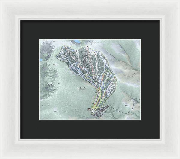 Ski Santa Fe Ski Trail Map - Framed Print - Powderaddicts
