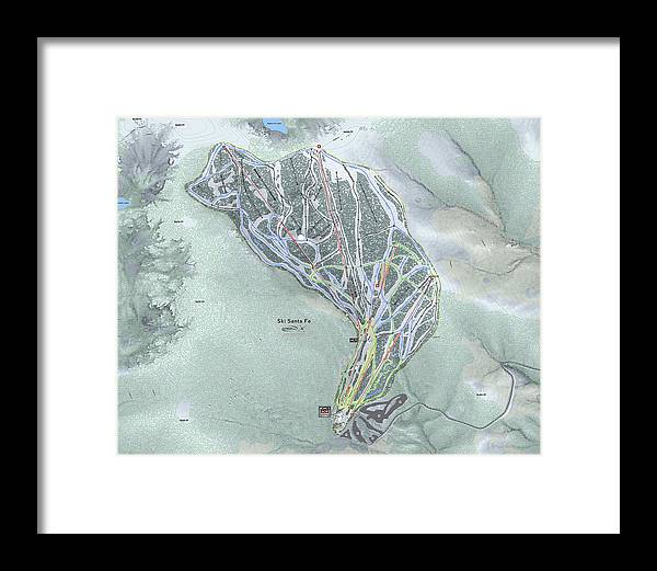 Ski Santa Fe Ski Trail Map - Framed Print - Powderaddicts