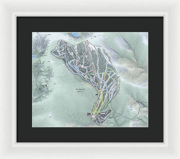 Ski Santa Fe Ski Trail Map - Framed Print - Powderaddicts