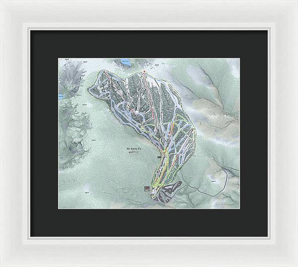 Ski Santa Fe Ski Trail Map - Framed Print - Powderaddicts