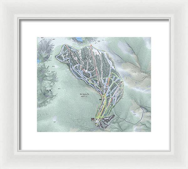 Ski Santa Fe Ski Trail Map - Framed Print - Powderaddicts