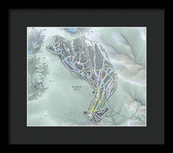 Ski Santa Fe Ski Trail Map - Framed Print - Powderaddicts