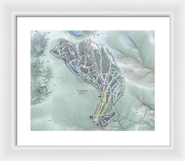 Ski Santa Fe Ski Trail Map - Framed Print - Powderaddicts