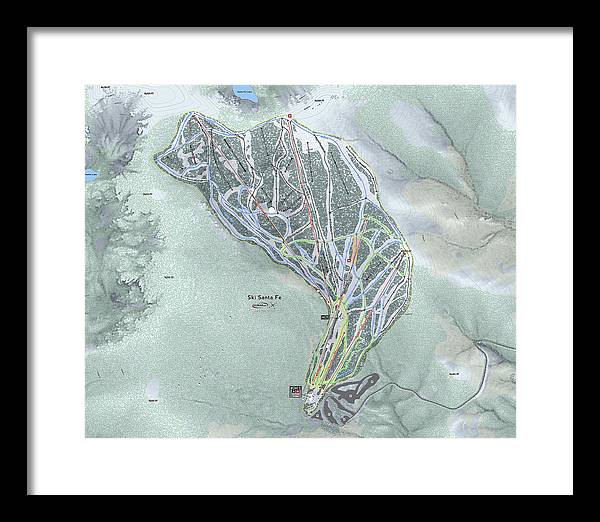 Ski Santa Fe Ski Trail Map - Framed Print - Powderaddicts
