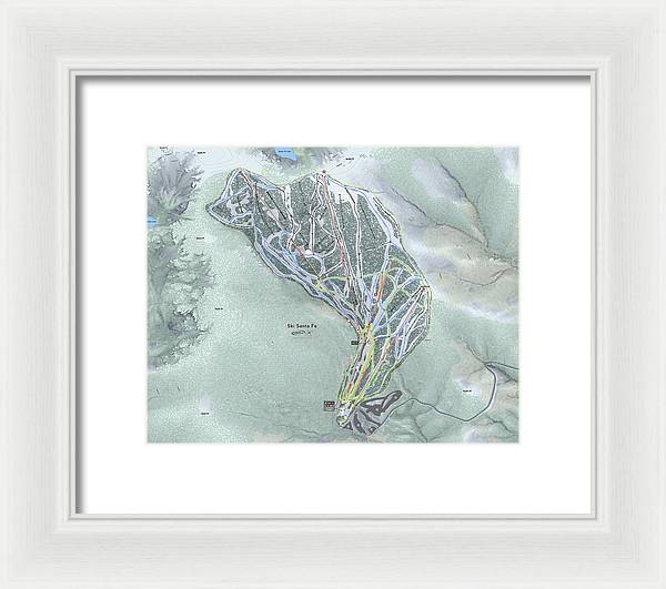 Ski Santa Fe Ski Trail Map - Framed Print - Powderaddicts