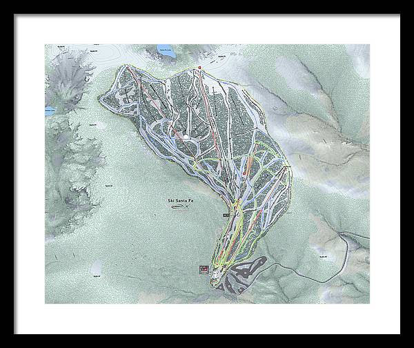 Ski Santa Fe Ski Trail Map - Framed Print - Powderaddicts