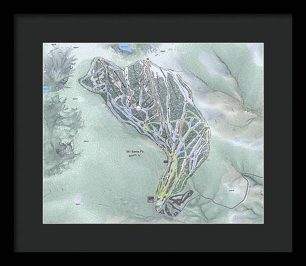 Ski Santa Fe Ski Trail Map - Framed Print - Powderaddicts