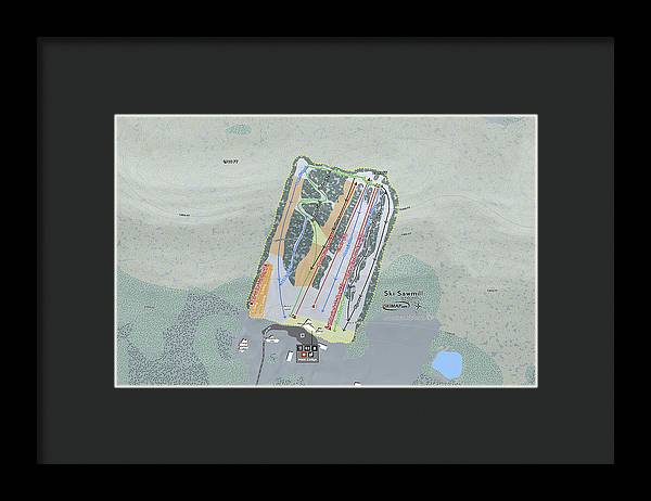 Ski Sawmill Ski Trail Map - Framed Print - Powderaddicts