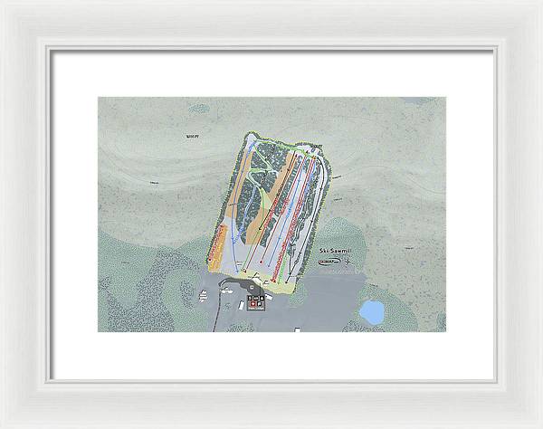 Ski Sawmill Ski Trail Map - Framed Print - Powderaddicts