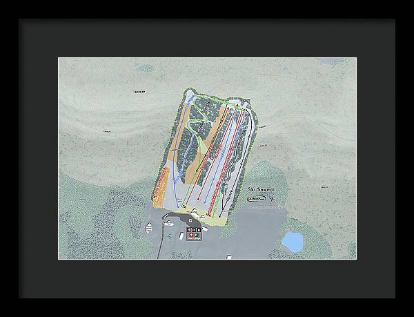 Ski Sawmill Ski Trail Map - Framed Print - Powderaddicts