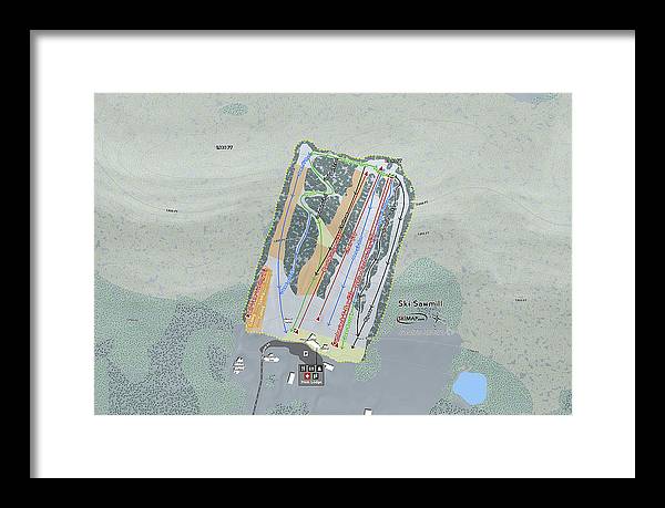 Ski Sawmill Ski Trail Map - Framed Print - Powderaddicts